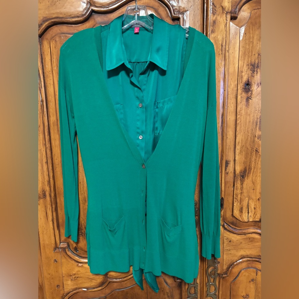 Vince Camuto Green Cardigan Sweater